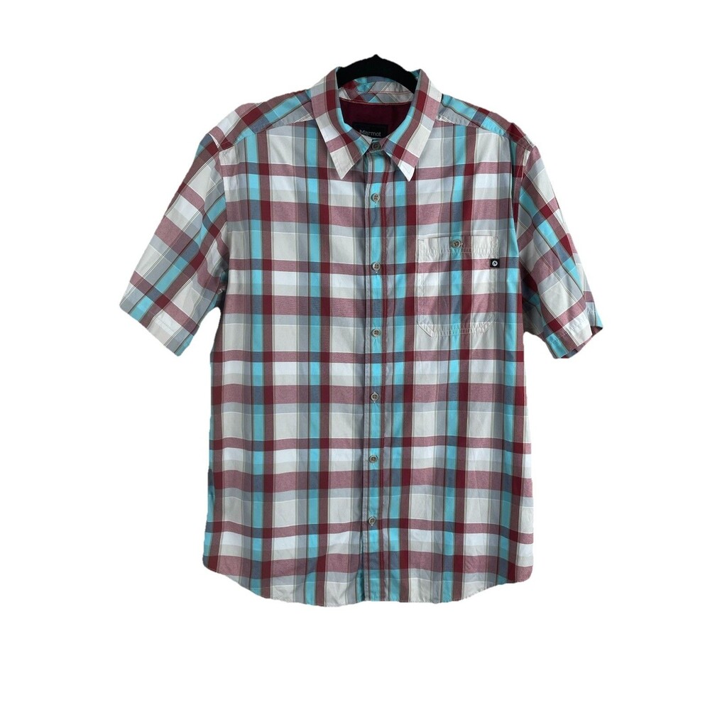 Marmot Men's Asheboro‎ Button Down Shirt Lightweight Plaid Camp Short Sleeve M